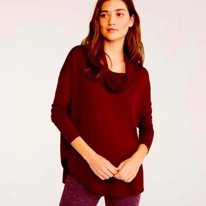 Lou & Grey Women's Signature Soft Blend Cowl Neck Sweatshirt Burgundy Size Small